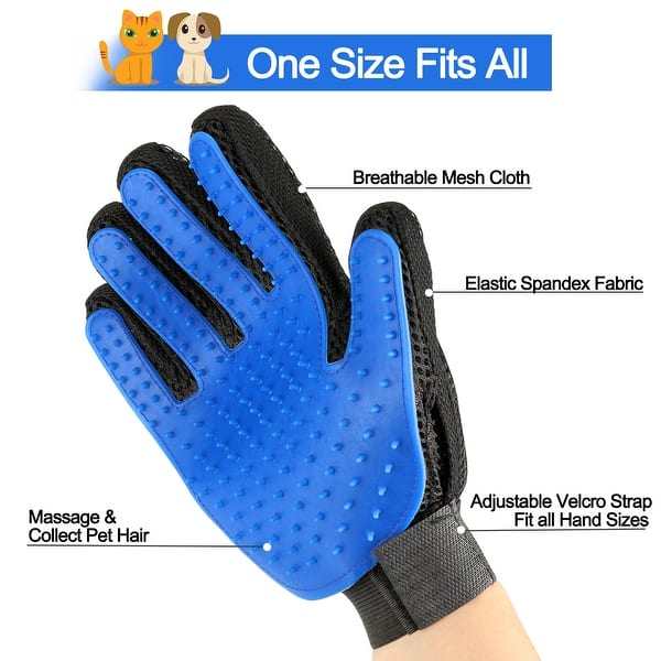 Shop Pet Grooming Gloves Brush Dog Cat Hair Remover Mitt Massage