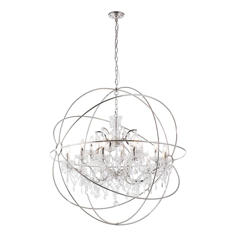 18-light Orb Design 43" Chandelier With Clear Crystals