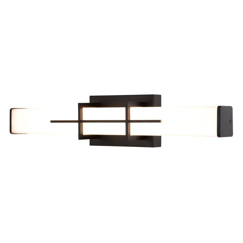 Fuller Park 1 Light LED Matte Black Contemporary Bathroom Vanity Fixture White Glass - 22.5-in W x 4.75-in H x 4.25-in D