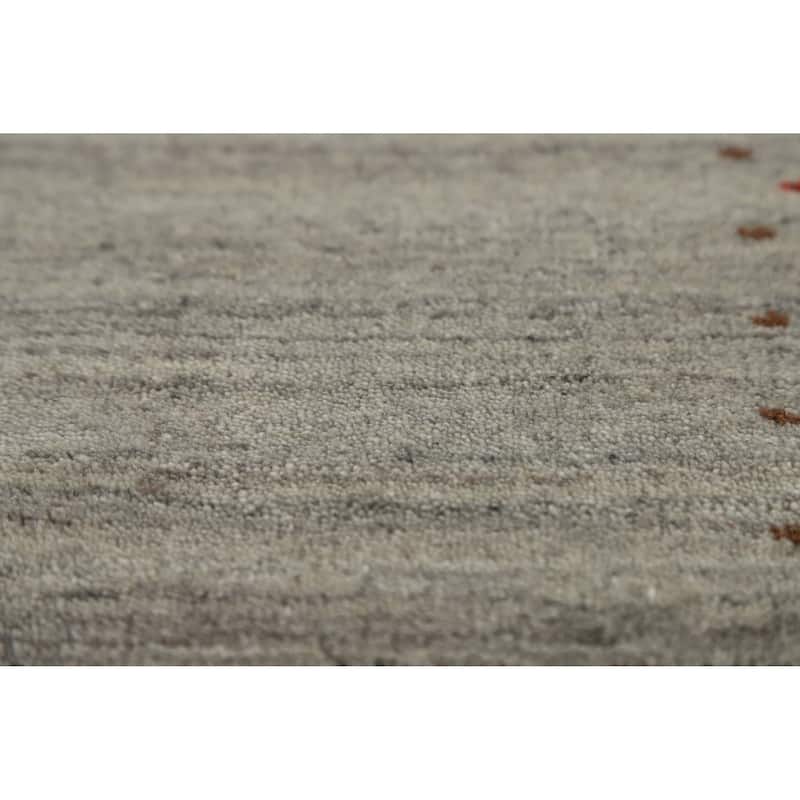 Gabbeh Indian Rug Hand-Knotted Oriental Grey Wool Carpet - 5'1" x 7'8"