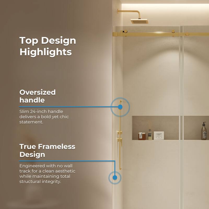 Selby Frameless Sliding Clear Alcove Shower Door