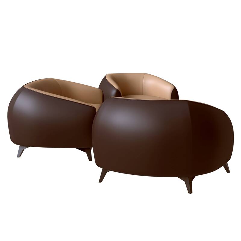 3-Piece Sofa Set Upholstered PU Leather with Solid Wood Frame and Steel Legs Opula Series by LeisureMod