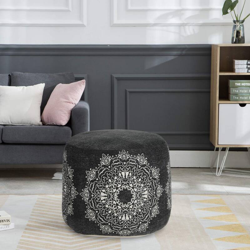 Sevita Boho Chic Mandala Medallion Pouf Ottoman