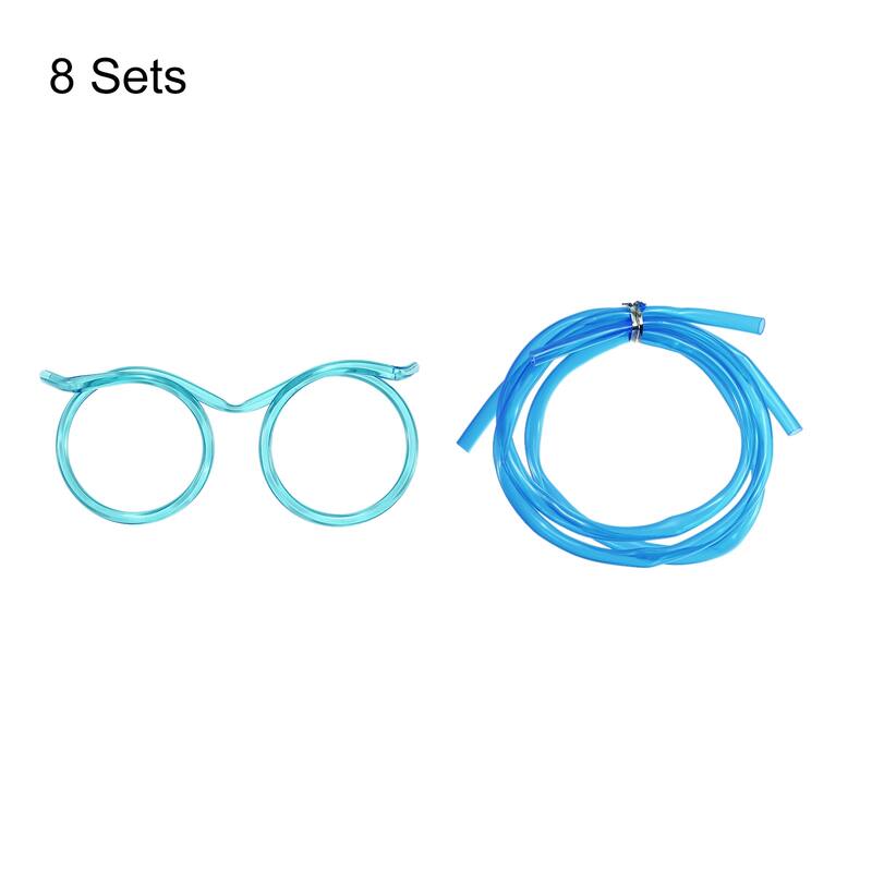 8 Pcs Straw Glasses, Plastic Round Novelty Drinking Eyeglasses Straws