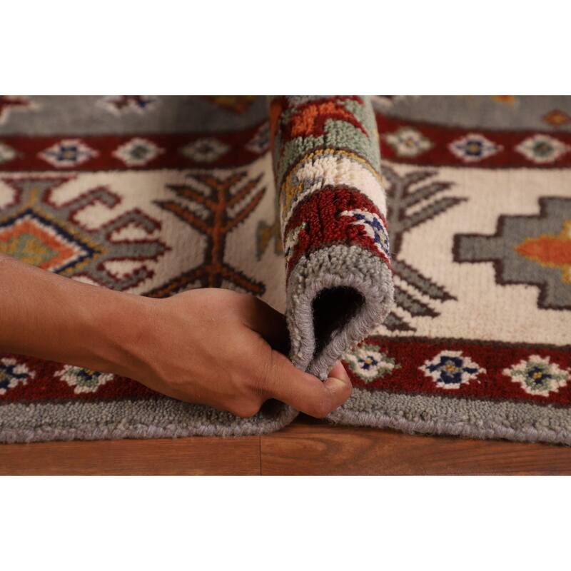 Geometric Kazak Oriental Area Rug Handmade Wool Carpet - 8'0" x 10'1"