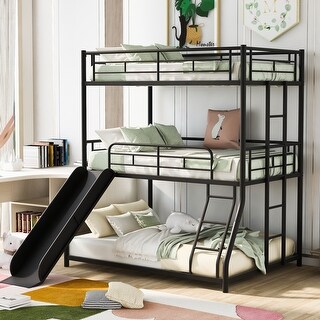 Nestfair Twin over Twin over Full Triple Bunk Bed with Ladder and Full ...