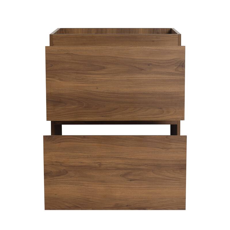 Modern 24" Bathroom Vanity with Double Drawers, Freestanding Cabinet in Oak, Easy Assembly