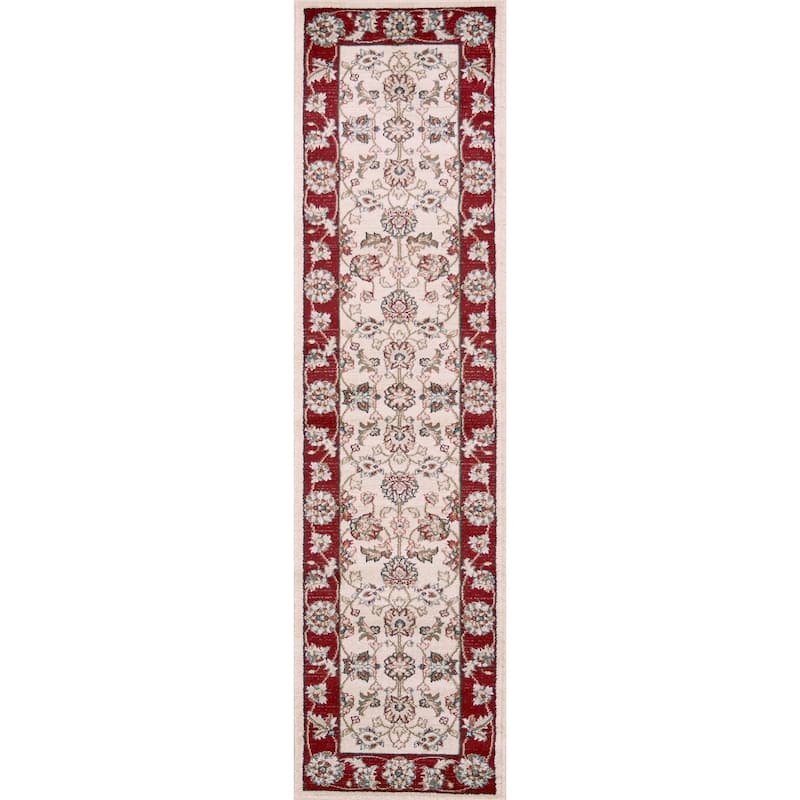 Domani Avon Elegant Traditional Scroll Rug - 2' x 7'7" Runner - Red
