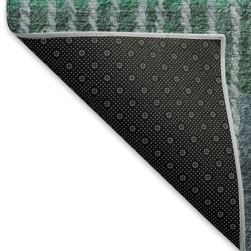 Machine Washable Indoor/ Outdoor Contemporary Stripes Chantille Rug