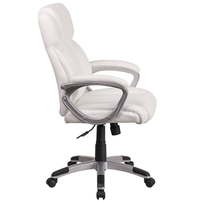 Mid-Back LeatherSoft Executive Swivel Office Chair with Padded Arms