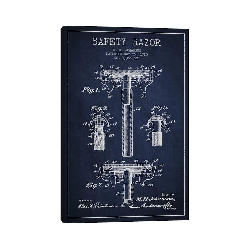 iCanvas "Razor Navy Blue Patent Blueprint" by Aged Pixel Canvas Print