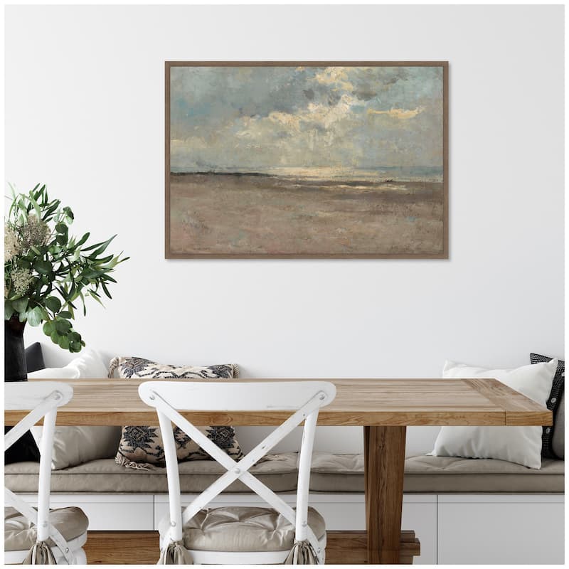 Kate and Laurel Reflections on the Sea by ALbert Baertsoen by Nostalgia Prints Framed Canvas Wall Art Print