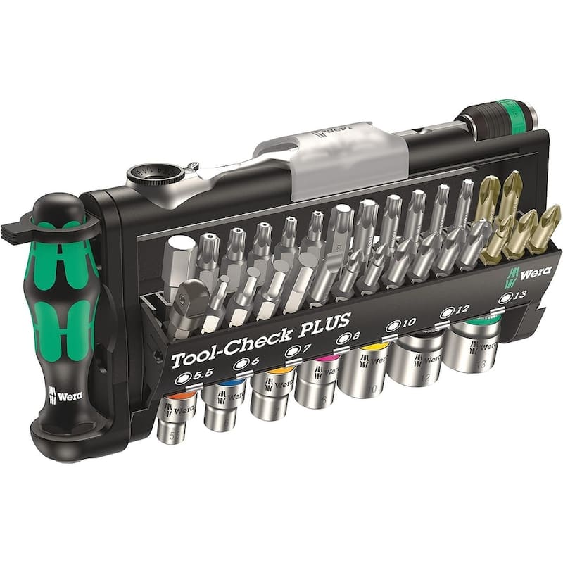 Wera 05056490001 Tool-Check Plus Bit Ratchet Set with Sockets - Black - Chrome