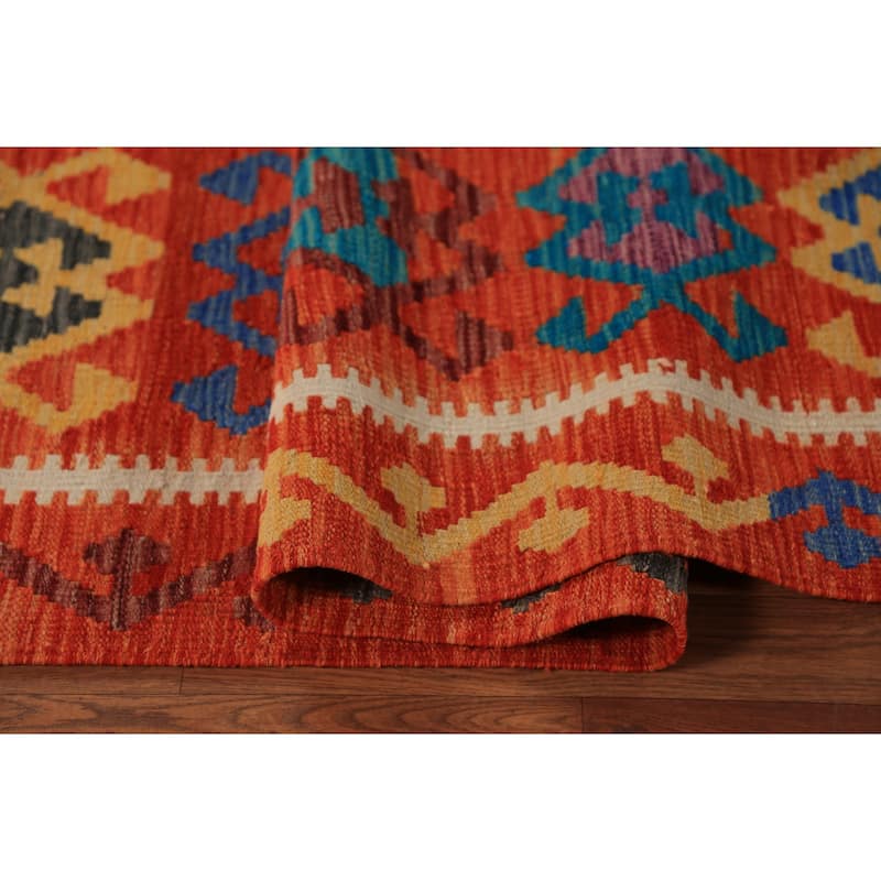 All-Over Kilim Oriental Area Rug Flatweave Wool Carpet - 8'4"x 11'7"