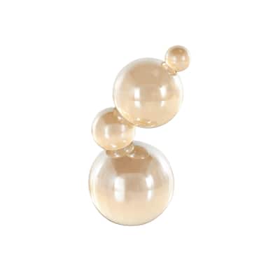 Glass Stacked Orbs Abstract Decorative Sculpture - Beige or Clear