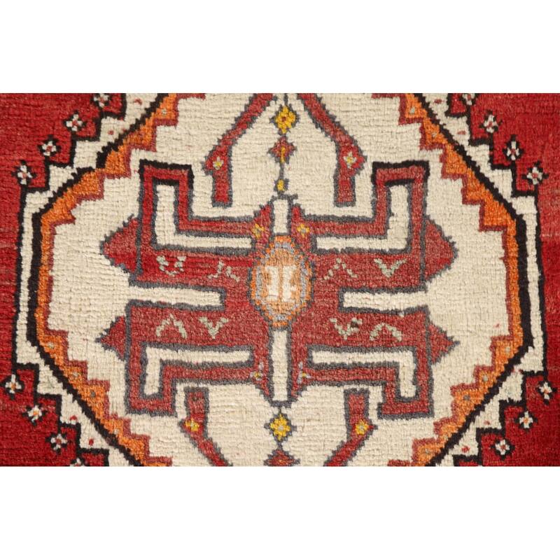 Geometric Red Shiraz Persian Vintage Area Rug Handmade Wool Carpet - 3'0"x 5'3"