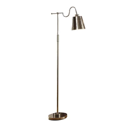 63 Inch Floor Lamp, Cone Metal Shade, Round Base, Silver Finish