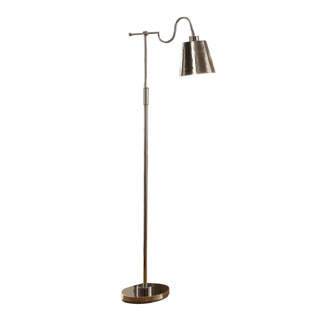 63 Inch Floor Lamp, Cone Metal Shade, Round Base, Silver Finish