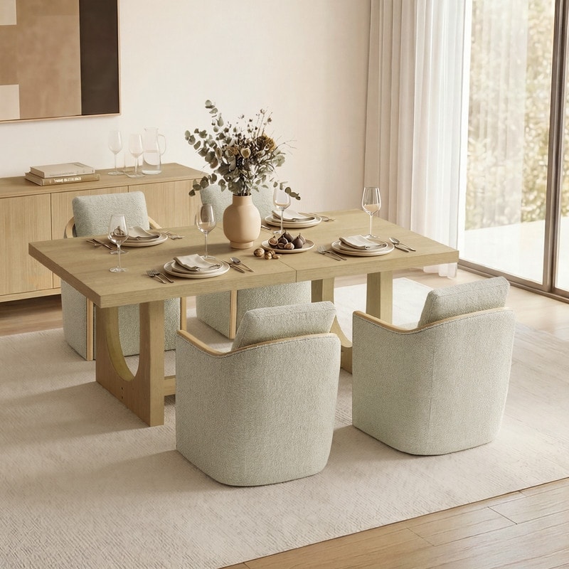 Spruce & Spring Mid Century Modern Extendable Dining Table for Small Spaces