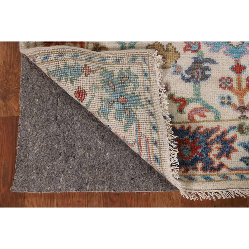 Ivory Floral Oushak Oriental Accent Rug Handmade Wool Carpet - 3'1"x 4'10"