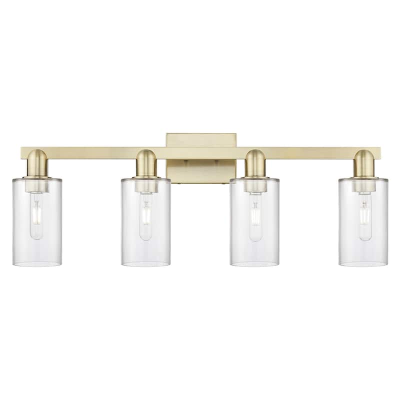 Innovations Lighting 716-4W-11-31 Clymer Vanity Clymer 4 Light 31" - Antique Brass / Clear