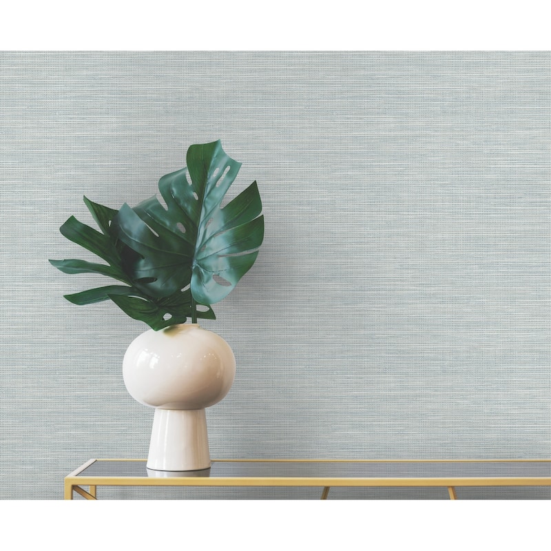 Winn Aqua Faux Grasscloth Wallpaper