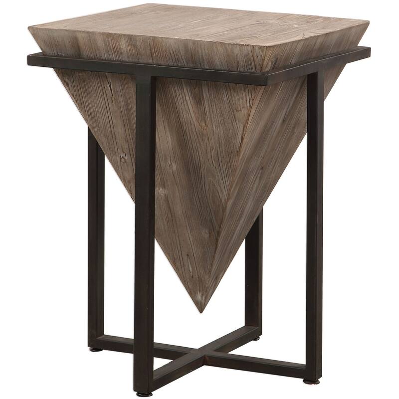 Uttermost Bertrand 18-1/4" Long Iron and Fir Wood Accent Table - Deep Bronze and Natural