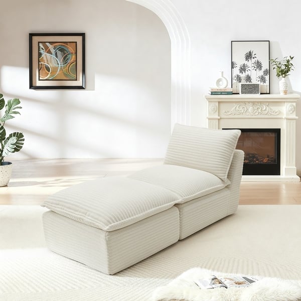 slide 2 of 8, Modern Corduroy Cloud Sofa, Suitable for Small Space White