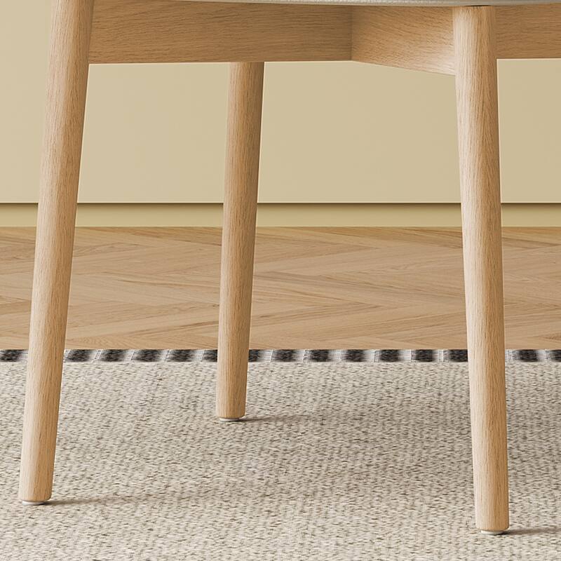 Mid-Century Wooden Dining Chairs Set of 2, PU Leather Upholstered Kitchen Chairs, Dining Room Chair with Curved Backrest