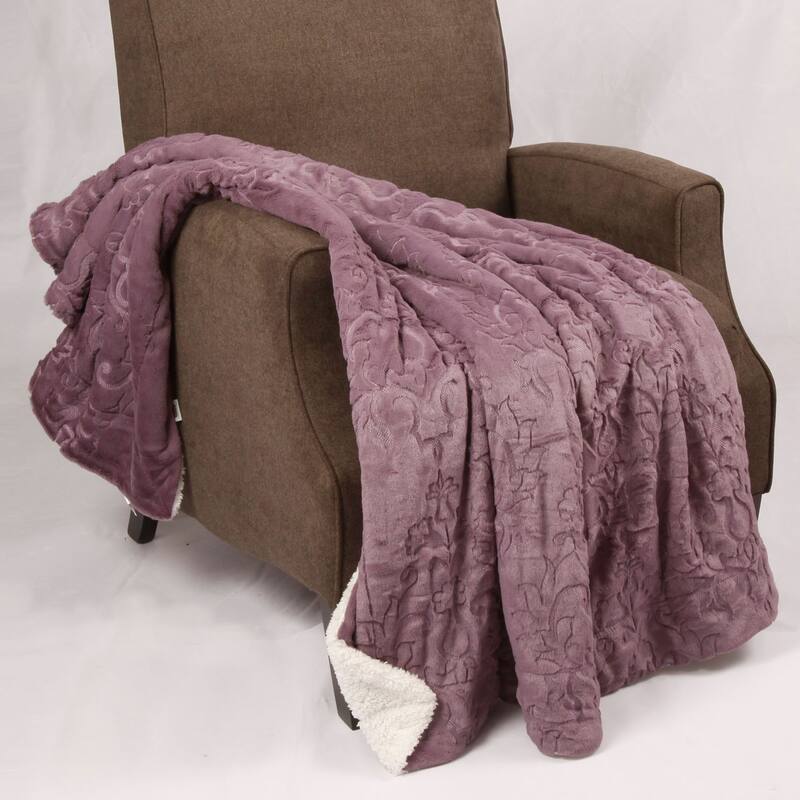 Embroidery Batik FauxFur Sherpa Throw Blanket