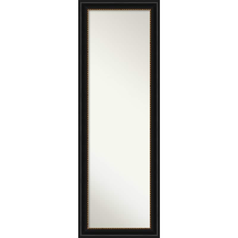 Non-Beveled Full Length On The Door Mirror - Manhattan Frame - Manhattan Black - Outer Size: 18 x 52 in