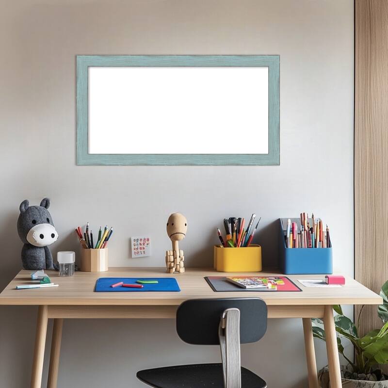 Amanti Art Sky Blue Rustic Framed Dry Erase Magnetic Board
