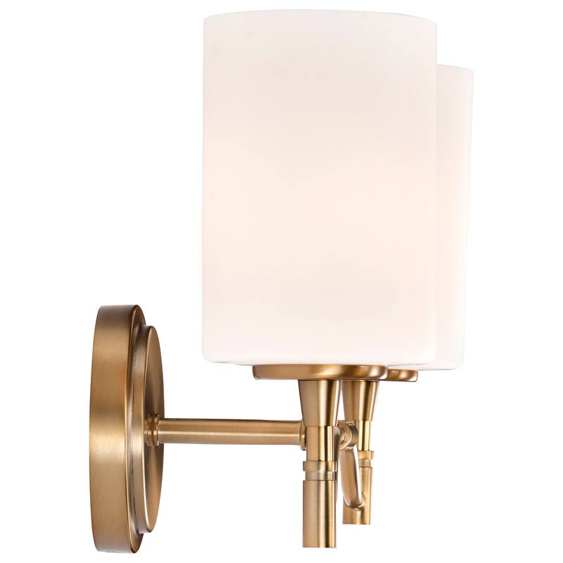 Liam 2 Light Vanity Burnished Brass White Opal Glass - Burnished Brass