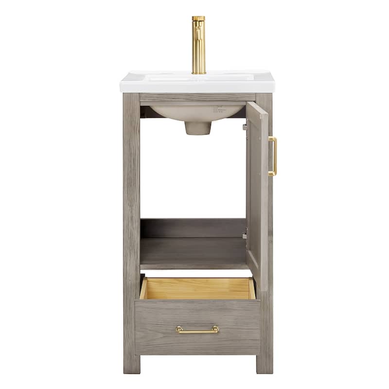 Gela Single Sink Bath Vanity with Drop-In Ceramic Basin without Mirror
