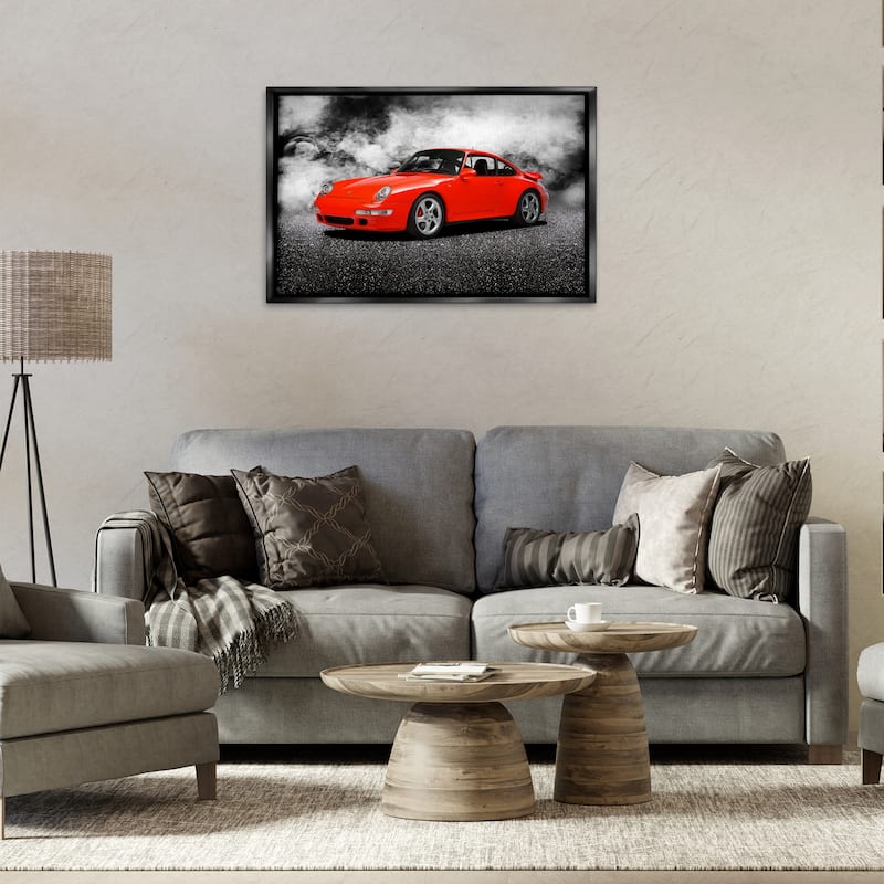 Stupell Bold Red Sports Car Framed Floater Canvas Wall Art Design By Mark Rogan