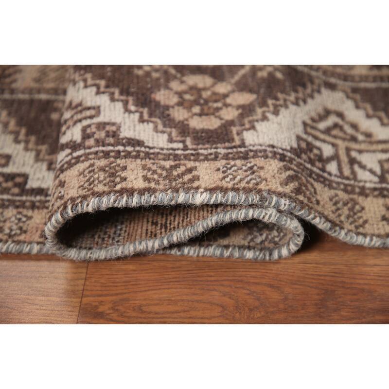 Hand Knotted Oriental 100% Wool Carpet Traditional Tribal Brown Balouch Area Rug - 5' 11'' X 3' 5''
