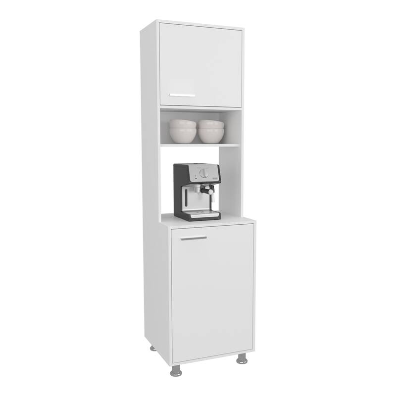 Kitchen Pantry, 2 Doors, 4 Legs, 5 Shelves with durable engineered wood construction, White,easy to assemble
