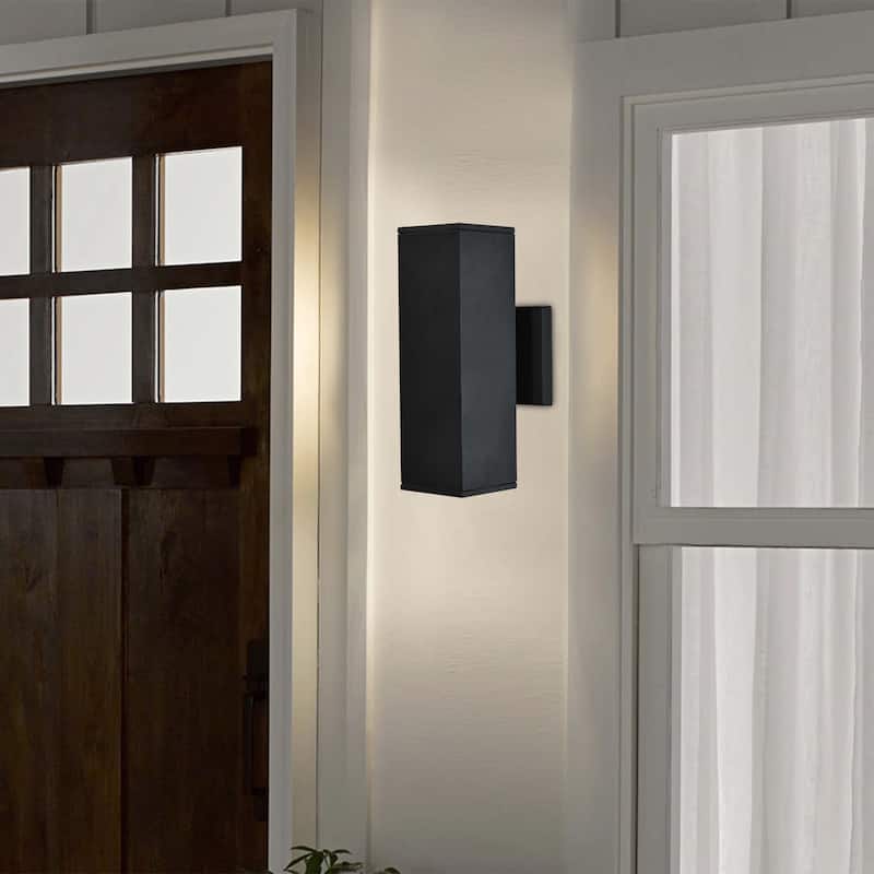2-Light Modern Industrial Farmhouse 11.02'' Matte Black Outdoor Wall Sconce - N/A