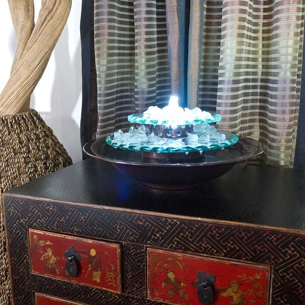 Moonlight Tabletop Fountain with Dark Copper Finish Bowl and LED Light