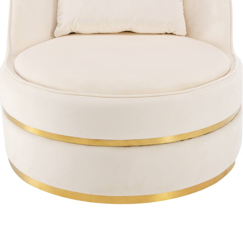 Velvet 360° Swivel Accent Chair with Seat Cushion, Upholstered Barrel Chair with Stainless Steel Base Living Room Chair