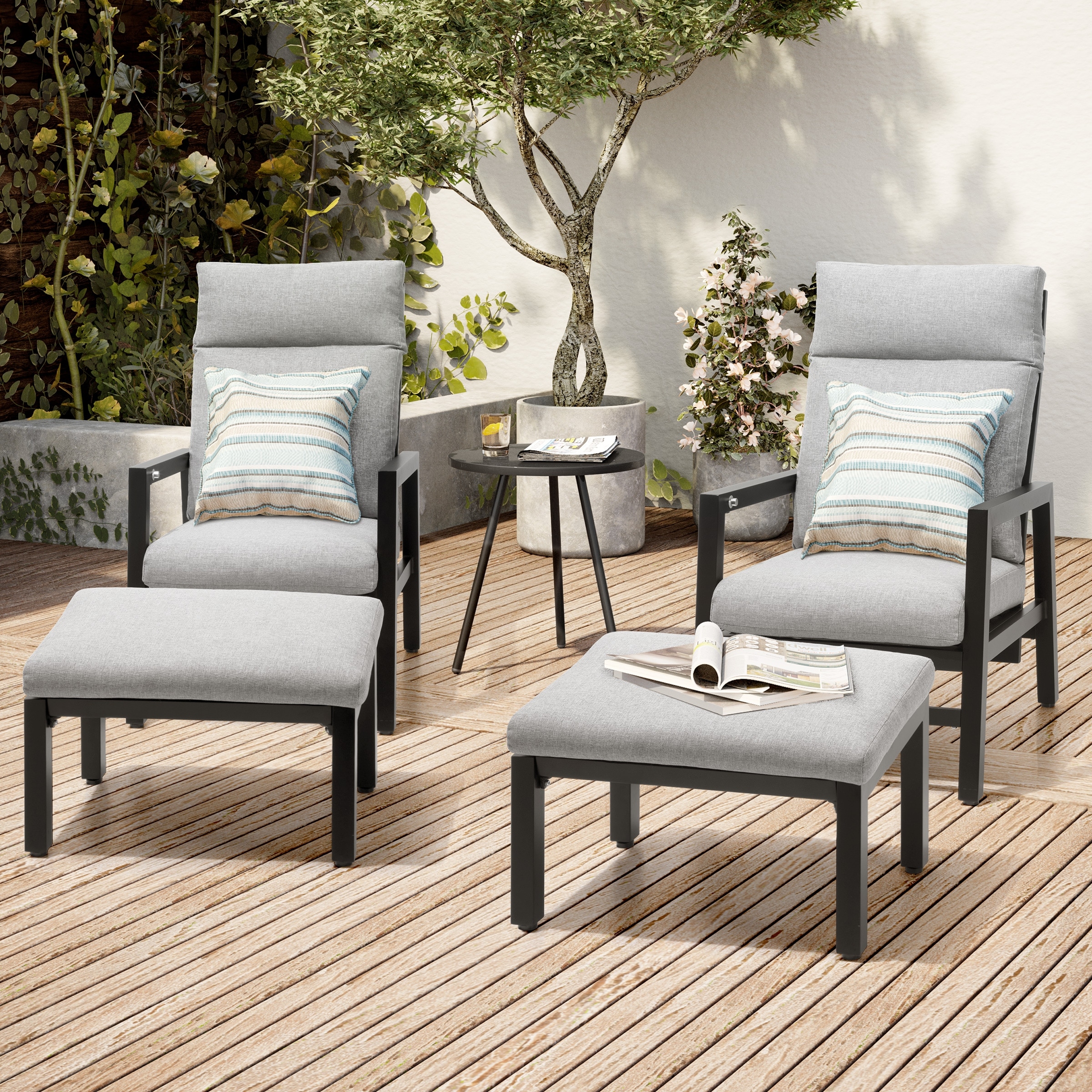 Outdoor club chair with clearance ottoman