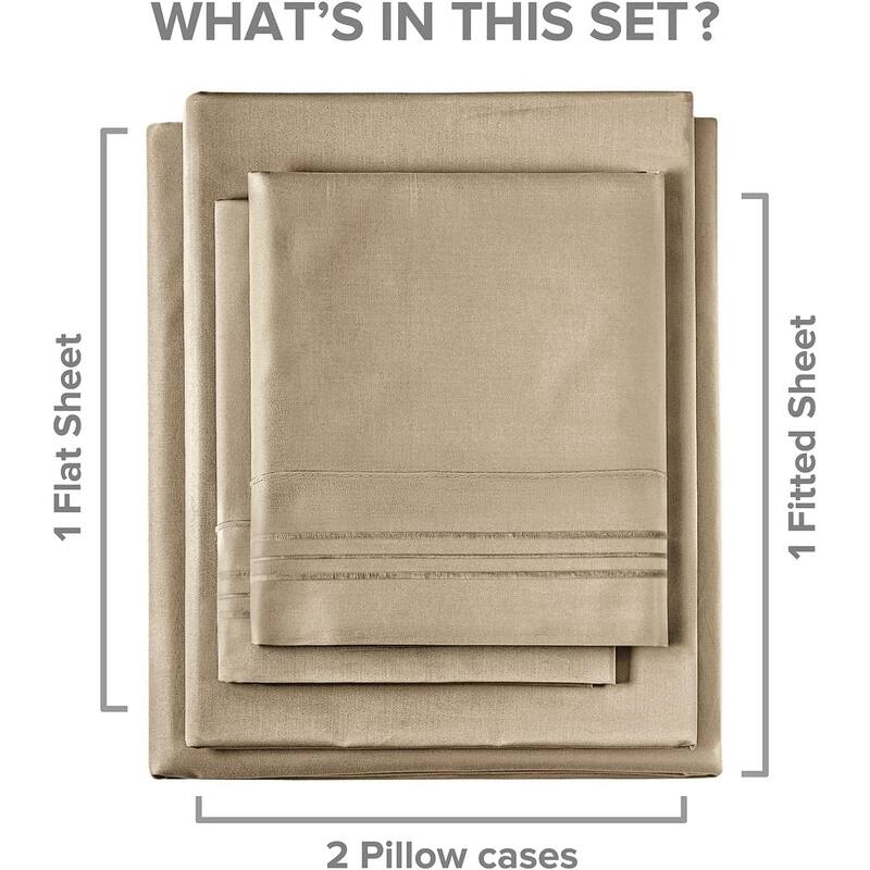 CGK Linens 4 Piece 100% Cotton Inch Extra Deep Pocket Bed Sheet Set