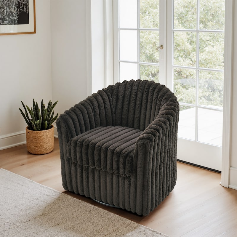 Modern Cotton Flannel Swivel Accent Chair Plush Barral Chair