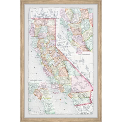 'California Counties Map' Framed Painting Print