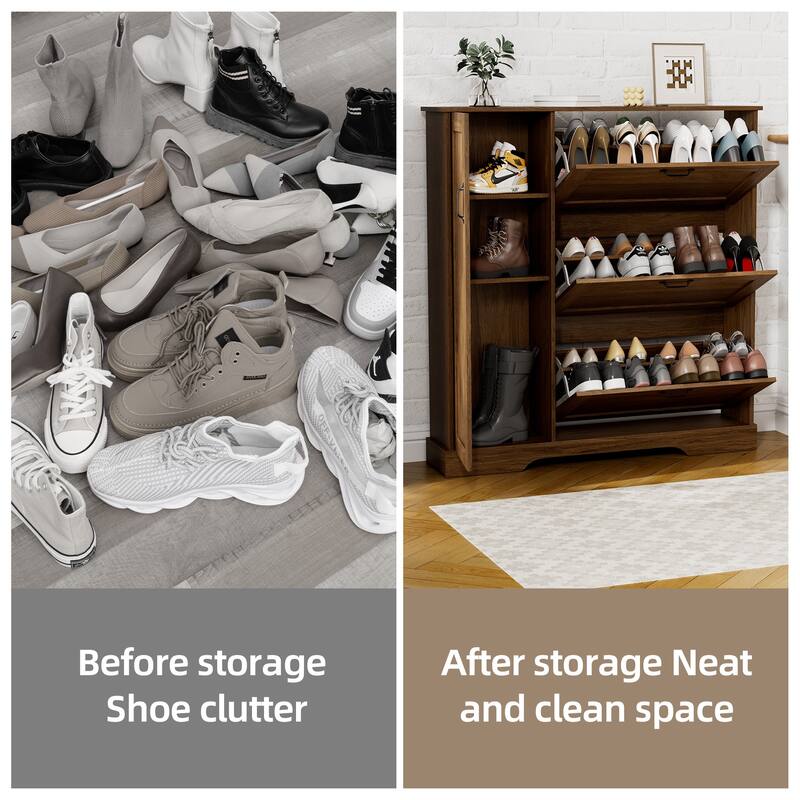 28 Pair Large Shoe Storage Cabinet with Adjustable Shelves - 48.8'' H X 46.9'' W X 10.2'' D