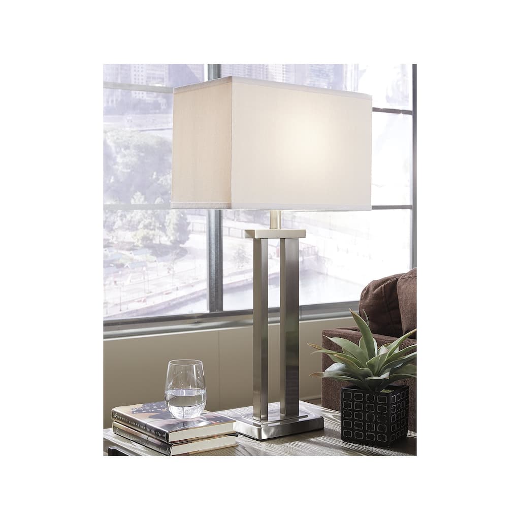 Signature Design by Ashley Aniela White/Gray Table Lamp (Set of 2) - 15.13" W x 8.63" D x 29.5" H