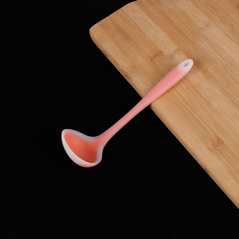 Silicone Soup Ladle Spoon 8.3 " Len Heat Resistant One Piece - 8.3" x 2.6"(L*W) - Coral