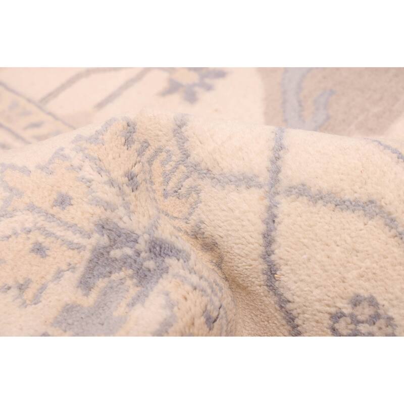ECARPETGALLERY Hand-knotted Royal Oushak Ivory Wool Rug - 9'1 x 12'1