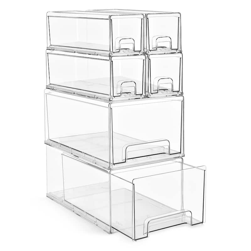 Sorbus Stackable Pull-Out Drawers, Clear Storage for Office, Home, Bathroom, Arts and Crafts and More - Large/Small