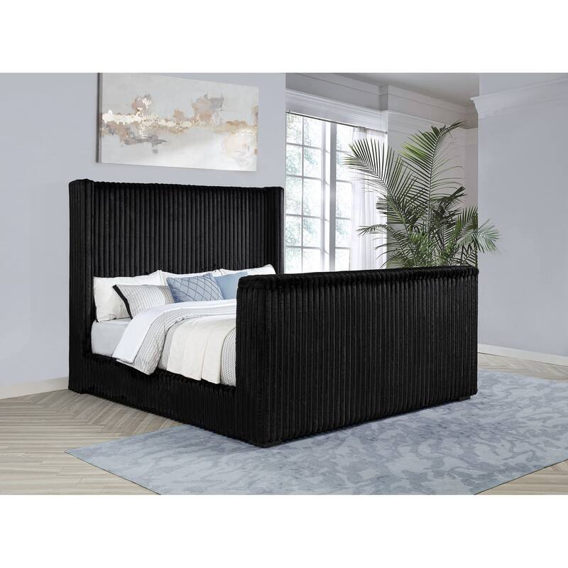 Centergrove Upholstered Wingback TV Bed Black